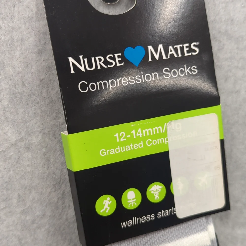 Nurse Mates compression socks 12-14mmHg 9-11 Stripe Black
